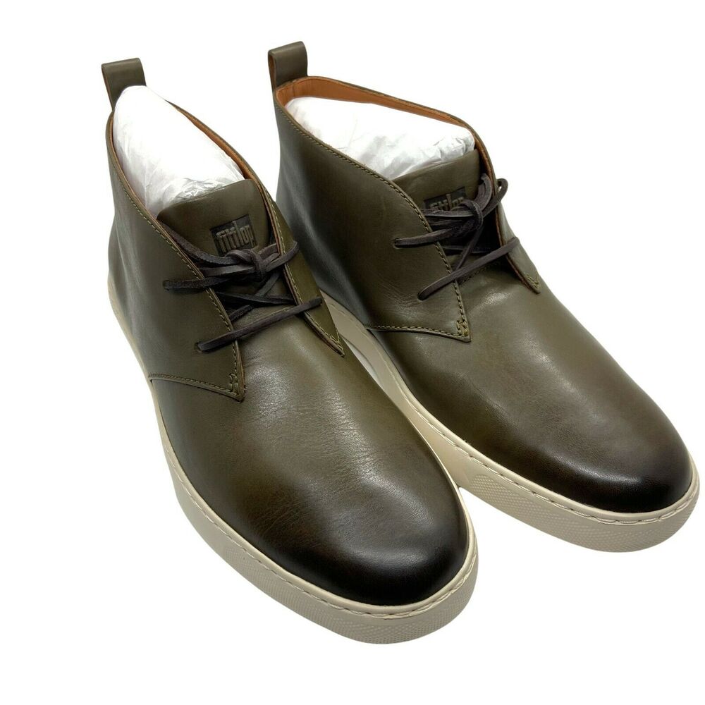 Fitflop Chukka Boots Men's size 9 Zackery AA9-779 Forest Green Leather Lace Up
